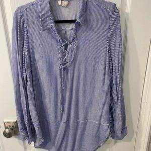 Curio long sleeve blue and white striped shirt